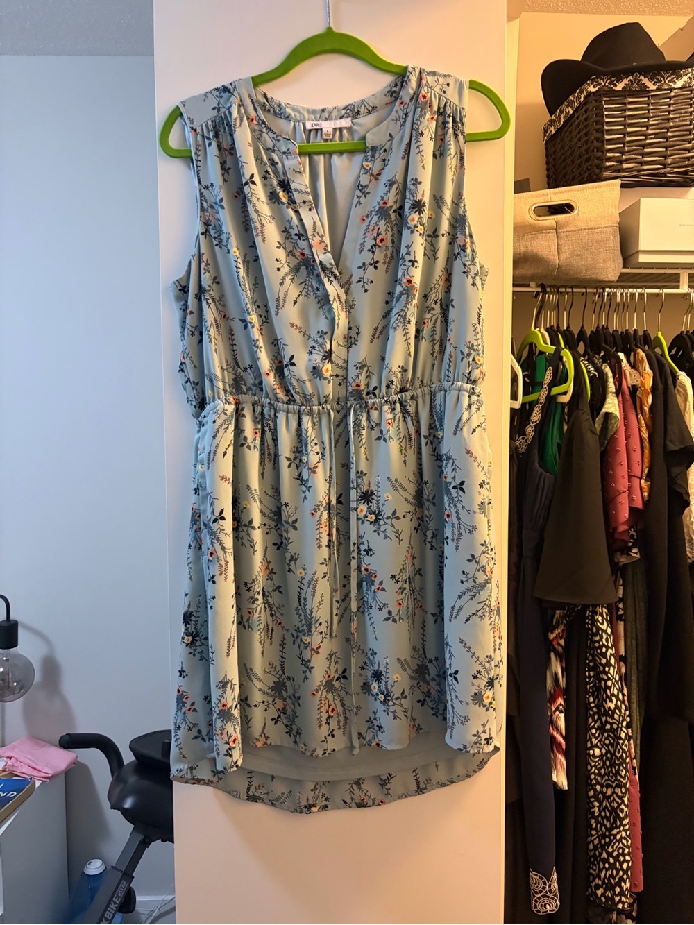 DR2 Light Blue Floral Sleeveless Mini Dress
